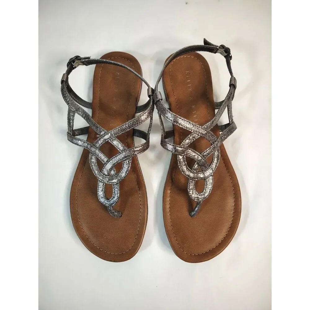 Kelly & Katie Paisly Metallic Gladiator Thong Sandal Shoes Women’s 6.5M